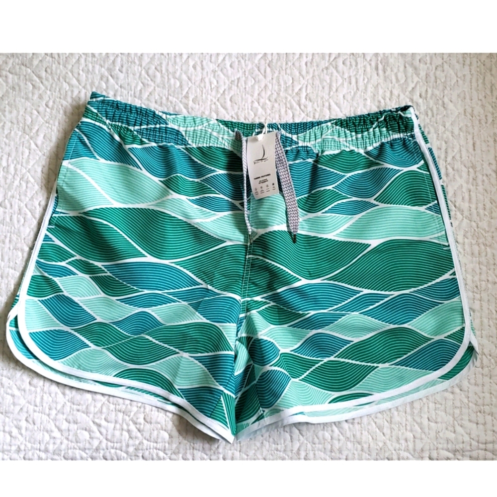 PREFER TO LIFE turquoise waves drawstring trunks